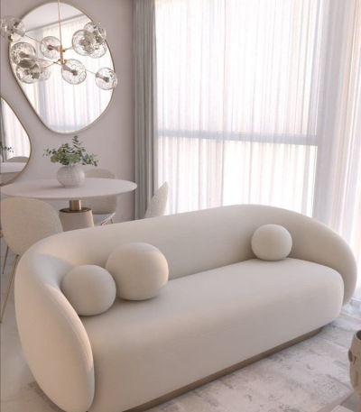 Serenity Curved Bouclé Sofa