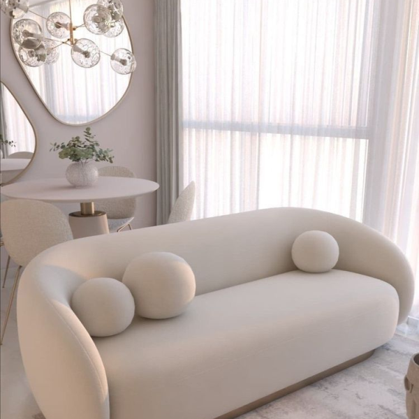 Serenity Curved Bouclé Sofa